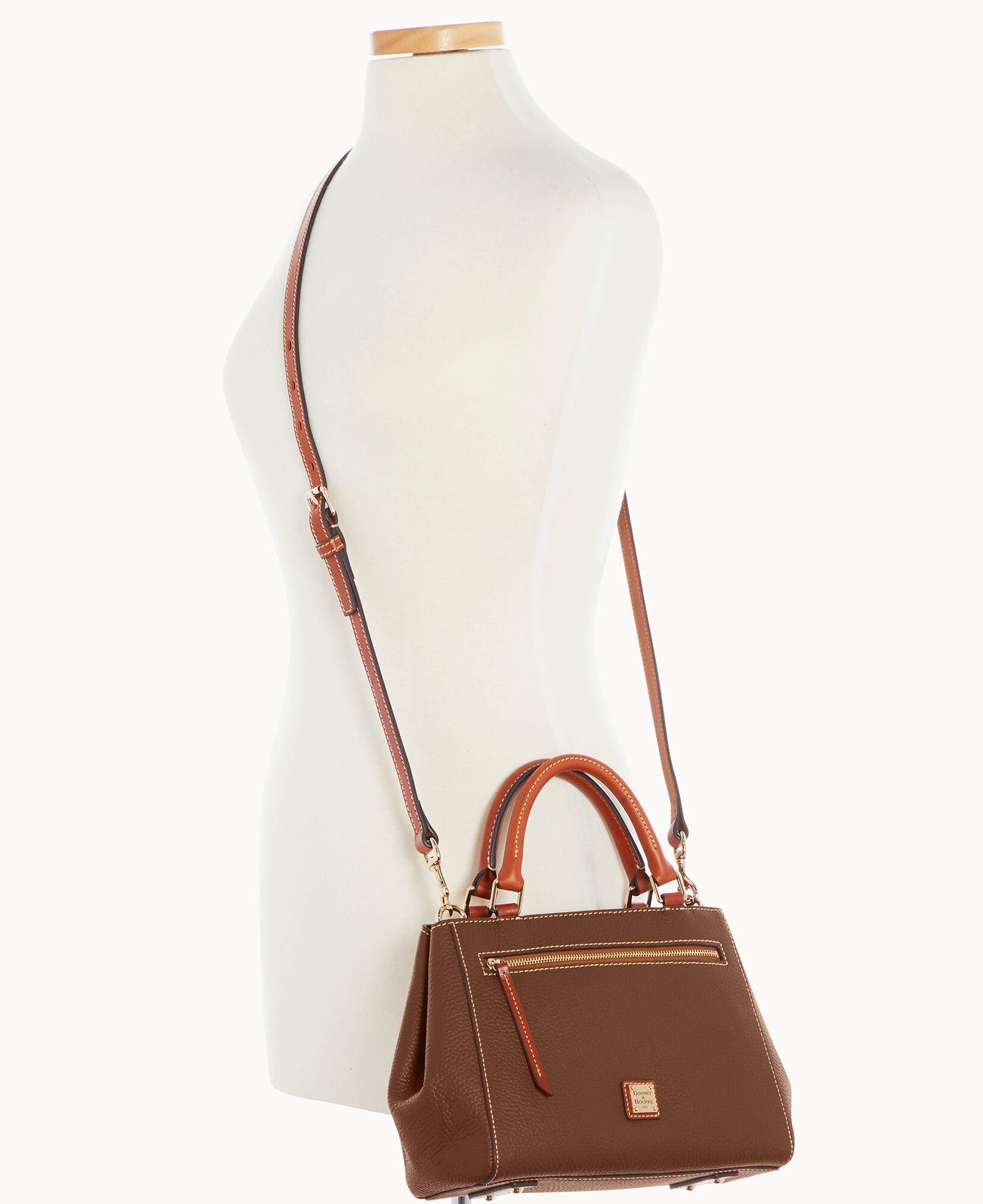 Pebble Grain Small Zip Satchel - Image 10