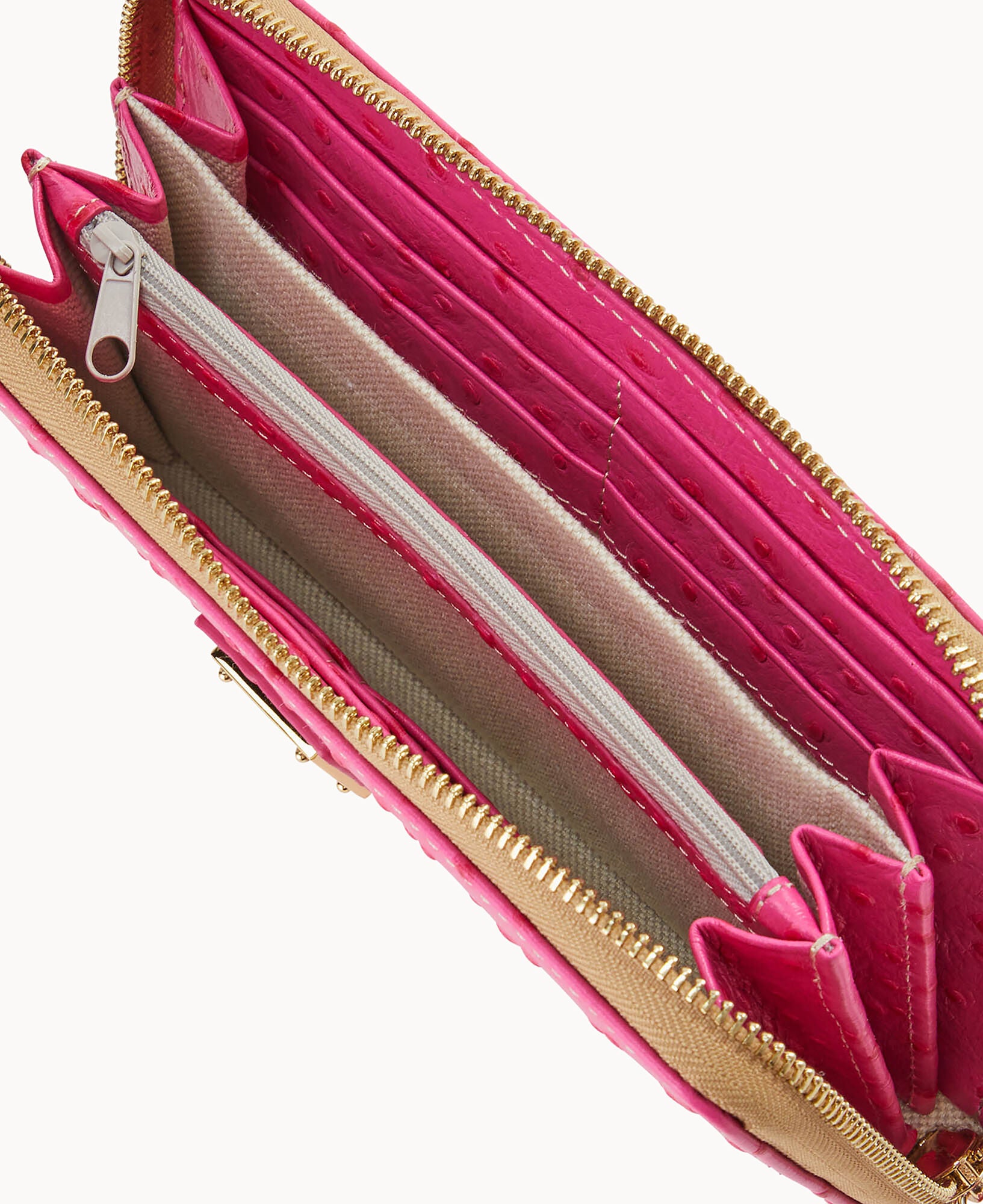 Ostrich Large Zip Around Wristlet - Image 12